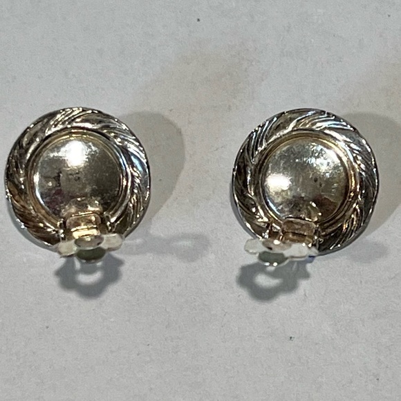 Vintage Sterling Hermatite Cabachon Clip on Earrings early 1900’s - Picture 3 of 8